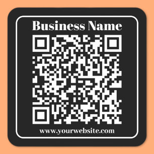 Editierbarer QR-Code Schwarz & Weiß Retro Moderner Quadratischer Aufkleber