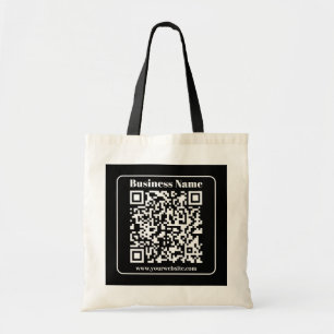 Editierbarer QR-Code Schwarz & Weiß Retro Moderner Tragetasche