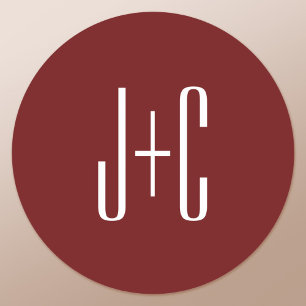 Editierbarer, roter Hintergrund und weißer Text au Runder Aufkleber