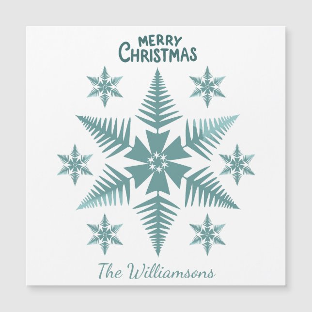 Editierbarer Schneeflocken Weihnachten/Festtage Magnetkarte (Vorderseite)