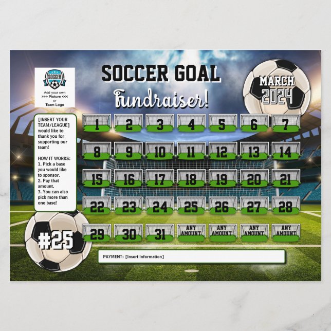 Editierbarer Soccer Calendar Fundraiser Flyer Einladung (Vorderseite)