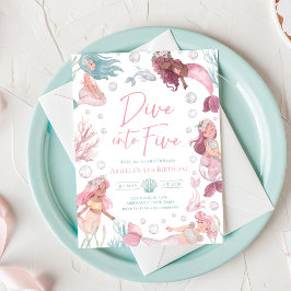 Editierbarer Tauchgang in 5 Meerjungfrau Geburtsta Einladung