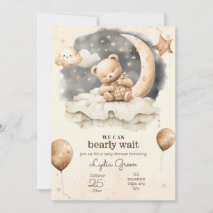 Editierbarer Teddybär-Baby-Shower Geschlechtsneutr Einladung