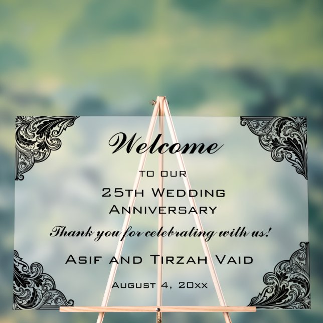 Editierbares Begrüßungszeichen schwarzer Rahmen Ak Acrylschild (Neutral)