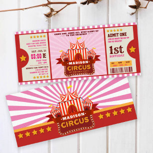 Editierbares Circus Ticket zum ersten Geburtstag Einladung
