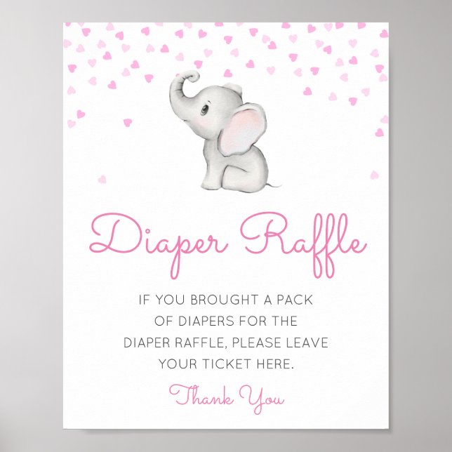 Editierbares Diaper Raffle Babyduschenzeichen gedr Poster (Vorne)
