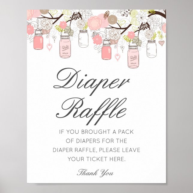 Editierbares Diaper Raffle Babyduschenzeichen gedr Poster (Vorne)