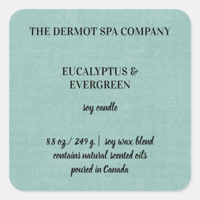 Editierbares Etikett für grüne Leinen Quadratischer Aufkleber (Vorderseite)