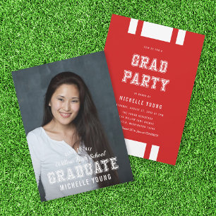 Editierbares Farbbreite Foto Graduate Grad Party Einladung