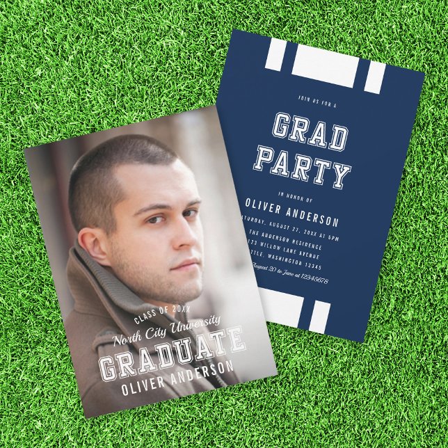 Editierbares Farbbreite Foto Graduate Grad Party Einladung (Von Creator hochgeladen)