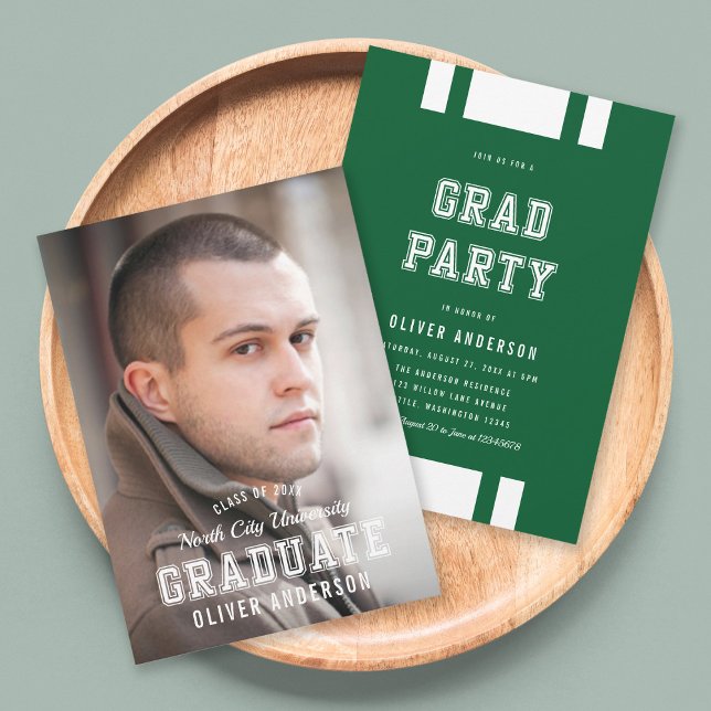Editierbares Farbbreite Foto Graduate Grad Party Einladung (Von Creator hochgeladen)