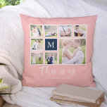 Editierbares Farbmonogramm Dies ist die US-FotoCol Kissen<br><div class="desc">Monogramm Kissen mit den Worten "das ist uns" in einem stilvollen Skript mit 8 quadratischen Fotos in einem Rasterlayout mit weißem Rand um sie auf der Vorder- und Rückseite angeordnet, sodass es insgesamt 16 Fotos, die Sie mit eigenen Fotos ersetzen können, alle mit einem bearbeitbaren Hintergrund Farbe (klicken Sie "anpassen",...</div>