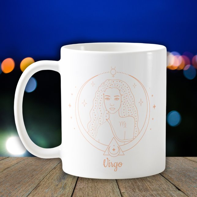 Editierbares Farbpfirsich Virgo Zodiac-Zeichen Kaffeetasse (Von Creator hochgeladen)