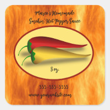 Editierbares Flames Smokin' Hot Pepper Sauce Label