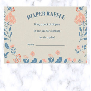 Editierbares Floral Diaper Raffle Begleitkarte