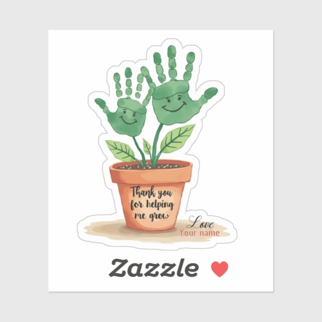 Editierbares Geschenk für Lehrer mit handgeschrieb Aufkleber (Blatt)