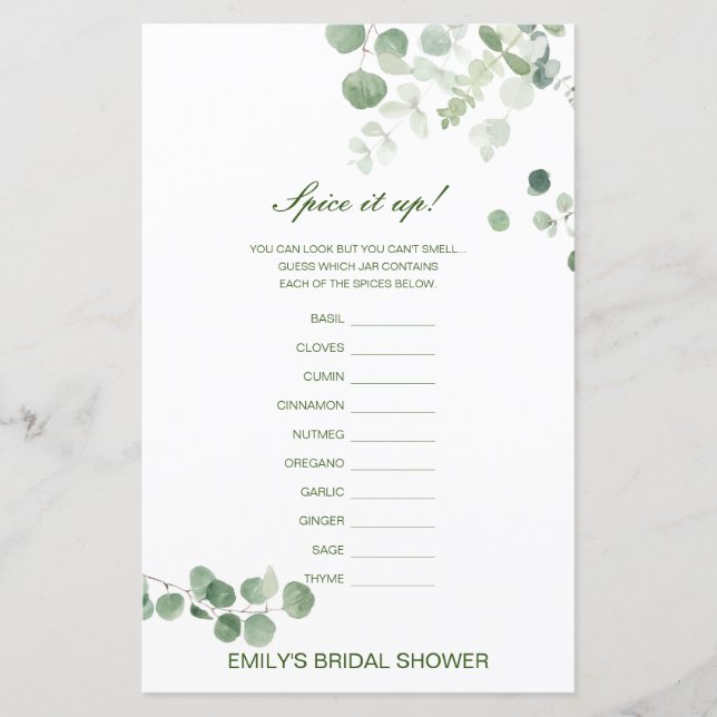 Editierbares Gewürz ist nach oben, Name des Gewürz (Vorderseite)