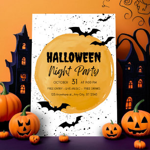 Editierbares Halloween-Party Einladung Black Bats