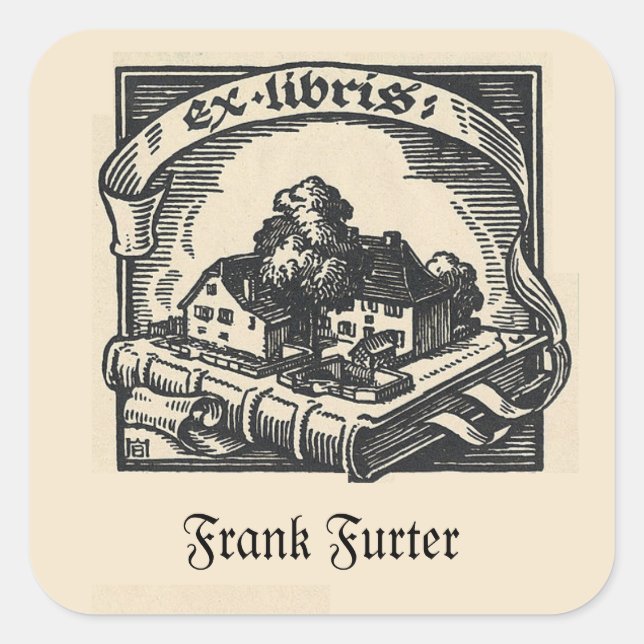 Editierbares Haus in einem Buch Quadratischer Aufkleber (Vorderseite)