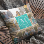 Editierbares Hintergrundfarben-benutzerdefiniertes Kissen<br><div class="desc">Monogram Foto Kissen mit runden weißen Rahmen, dass Sie 8 Ihrer eigenen Fotos hinzufügen können und personalisieren mit Ihrem Initial und Namen. Zusätzlich können Sie auch die Hintergrundfarbe (klicken Sie auf Anpassen) des mittleren Bereichs bearbeiten, in dem das Monogramm Set hat. Gut als Geschenke für Familie und Freunde oder für...</div>