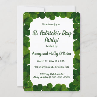Editierbares Kleeblatt St Patricks Day Party Einladung