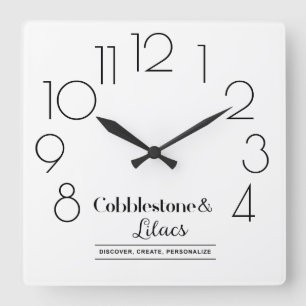 Editierbares modernes minimalistisches Logo Ihres Quadratische Wanduhr