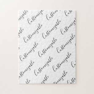 Editierbares modernes Skriptmuster   Schwarz/Weiß Puzzle