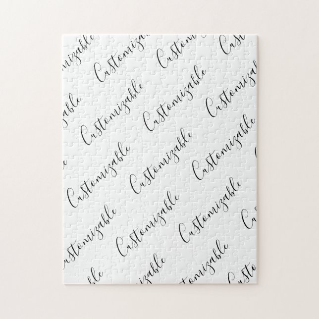 Editierbares modernes Skriptmuster | Schwarz/Weiß Puzzle (Vertikal)