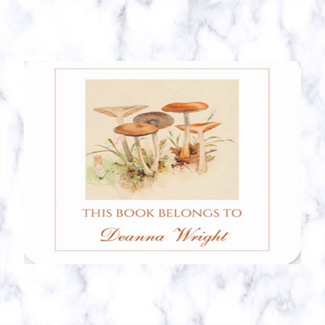 Editierbares Mushroom-Buchzeichen Quadratischer Aufkleber (Von Creator hochgeladen)