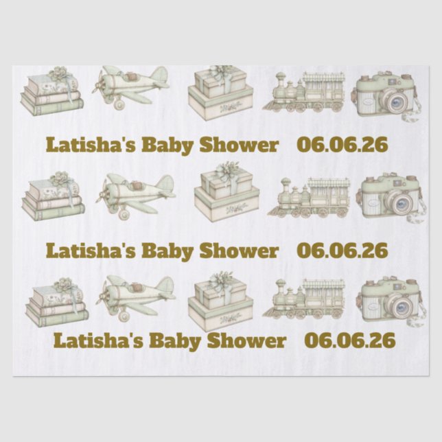 Editierbares neutrales Baby-Shower-Tissue-Papier Seidenpapier (Vorderseite)