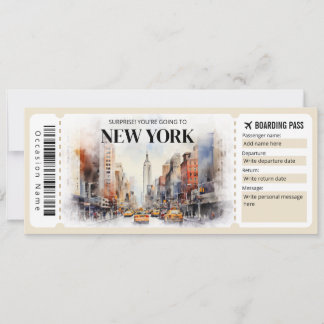 Editierbares New York Boarding Pass Flugzeug Ticke Einladung