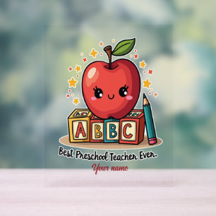 Editierbares Niedlich Teacher Apple Design Acrylschild