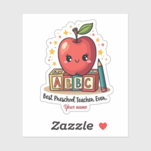 Editierbares Niedlich Teacher Apple Design Aufkleber