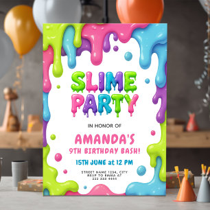 Editierbares Party für Slime-Themed Kindergeburtst Einladung