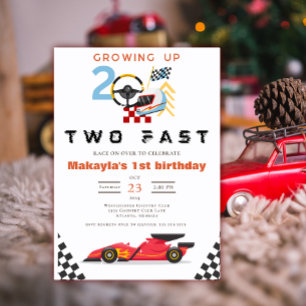 Editierbares Rennwagen 2. TWO Fast Vintage Geburts Einladung