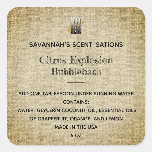 Editierbares Rustikales Logo-Wellness-Center-Selbs Quadratischer Aufkleber (Vorderseite)