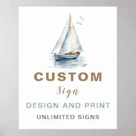 Editierbares Sailboat Benutzerdefiniertes Zeichen  Poster
