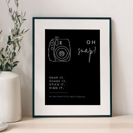 Editierbares Schwarz-Weiß-Hochzeitskamera-Zeichen Poster