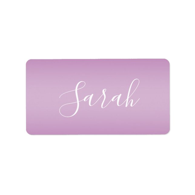 Editierbares Soft Mauve Ombre & White Text Script Adressaufkleber (Vorne)