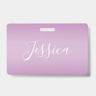 Editierbares Soft Mauve Ombre & White Text Script Ausweis