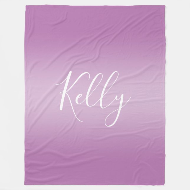 Editierbares Soft Mauve Ombre & White Text Script Fleecedecke (Vorderseite)