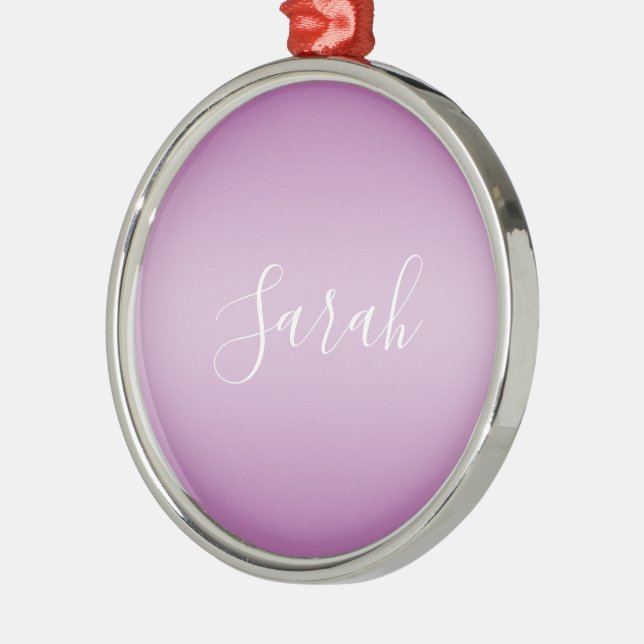 Editierbares Soft Mauve Ombre & White Text Script Ornament Aus Metall (Links)