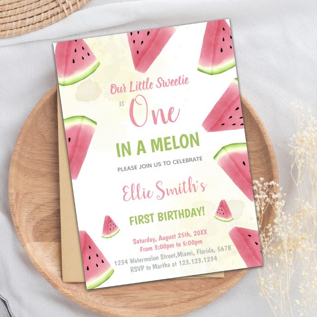 Editierbares Summer Party druckbar Einladung (1st Birthday Watermelon Birthday Invitations)