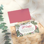 Editierbares tropisches Floral Modernes Boho Braut Begleitkarte<br><div class="desc">Eine Gehäusekartenvorlage, die auf unsere Kollektion des tropischen Blumenarchs Modernes Summer Brautparty abgestimmt ist. Das Design besticht durch ein modernes Bohrodesign, das mit üppigen Blätter aus Palmen, Blume aus Hibiskus, Plumeria, Paradies und anderen tropischen Pflanzen geschmückt ist. Sie können es für die Details der Geschenkregistrierung, Ideen für die Verabredung, einen...</div>