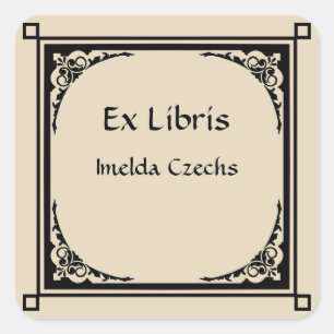 Editierbares Viktorianisches Raindrop Corners Buch Quadratischer Aufkleber