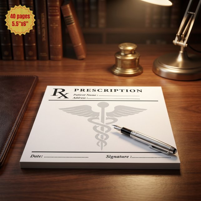 Editor für benutzerdefinierte Verschreibung - Bear Notizblock (Custom Prescription RX Pad Editable Doctor Caduceus
)