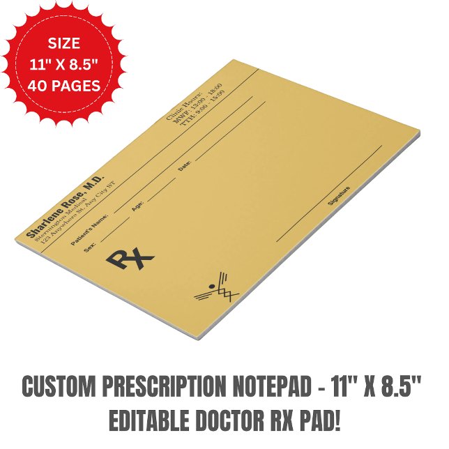 Editor für benutzerdefinierte Verschreibung - Bear Notizblock (Custom Prescription Notepad – Editable Doctor RX)