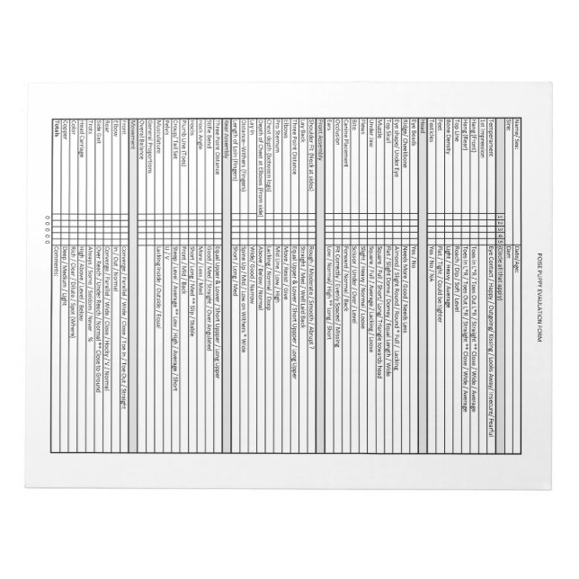 Editor für die Auswertung von Poppy-Welpen Notizblock (Vorderseite)