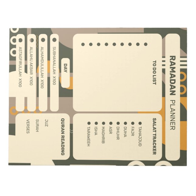 Editor für moderne geometrische Ramadan-Planer Notizblock (Vorderseite)