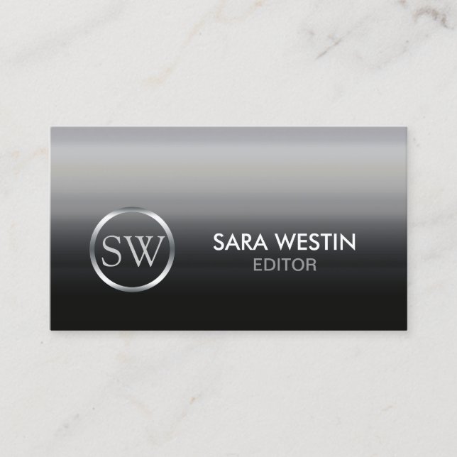 Editor Print Publishing Elegant Monogram Visitenkarte (Vorderseite)